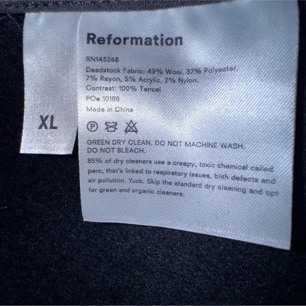 Reformation Downing Black Wool Blend Maxi Coat XL - Picture 5 of 6